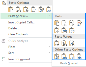 shortcut for paste values excel 15 mac
